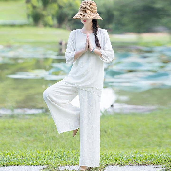 Conjunto de ropa de práctica matutina espiritual Zen para meditación y oración de Tai Chi, conjunto para mujer - image 1