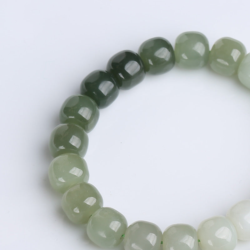 Pulsera de bendición de la suerte de jade degradado con Buddha Stones