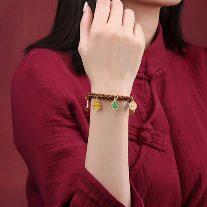 Pulsera de cuerda trenzada de la suerte Thangka de los cinco dioses tibetanos de la riqueza