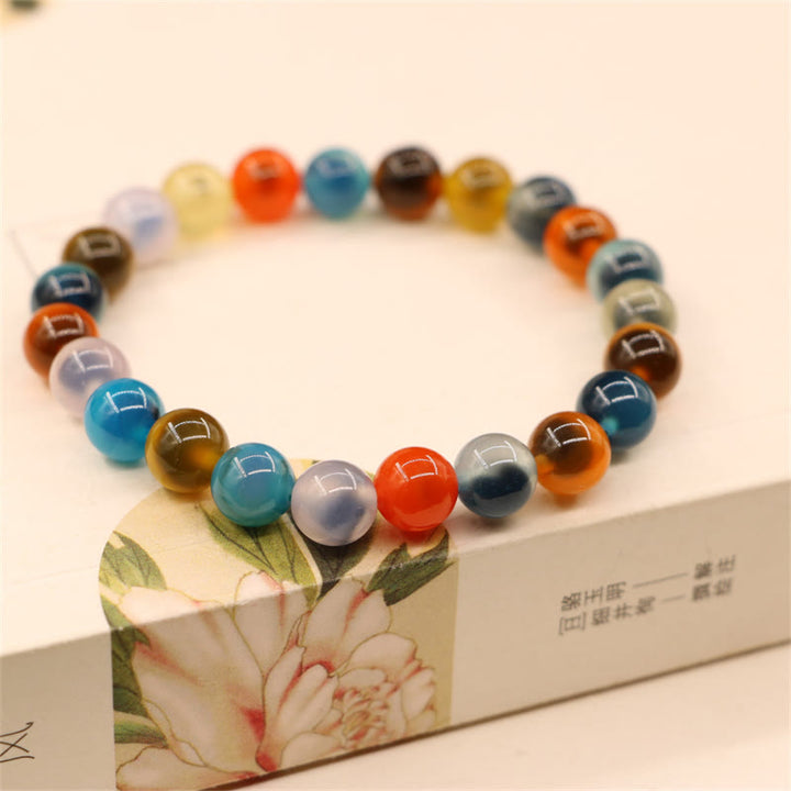 Pulsera colorida de cuentas de fuerza curativa de ágata de caramelo