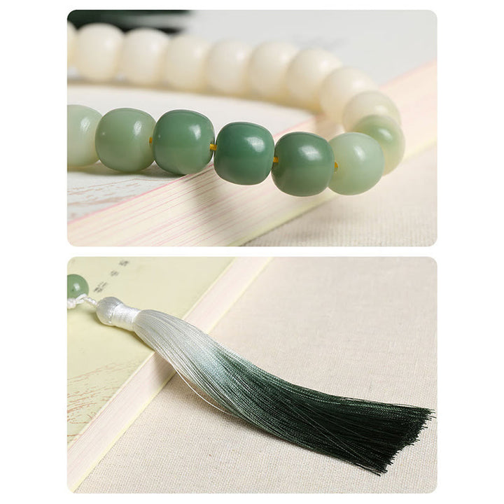 Bolsa de dinero de fortuna con semilla de Bodhi, gradiente Natural, borla de sabiduría de loto, Mala para muñeca
