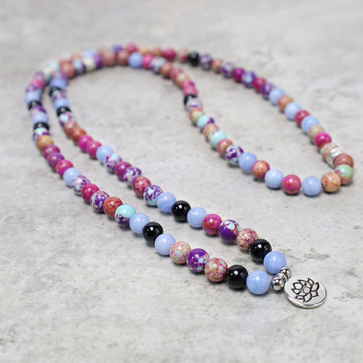 Buddha Stones Natural Púrpura Miano Piedra Real Lotus Mala - image 2