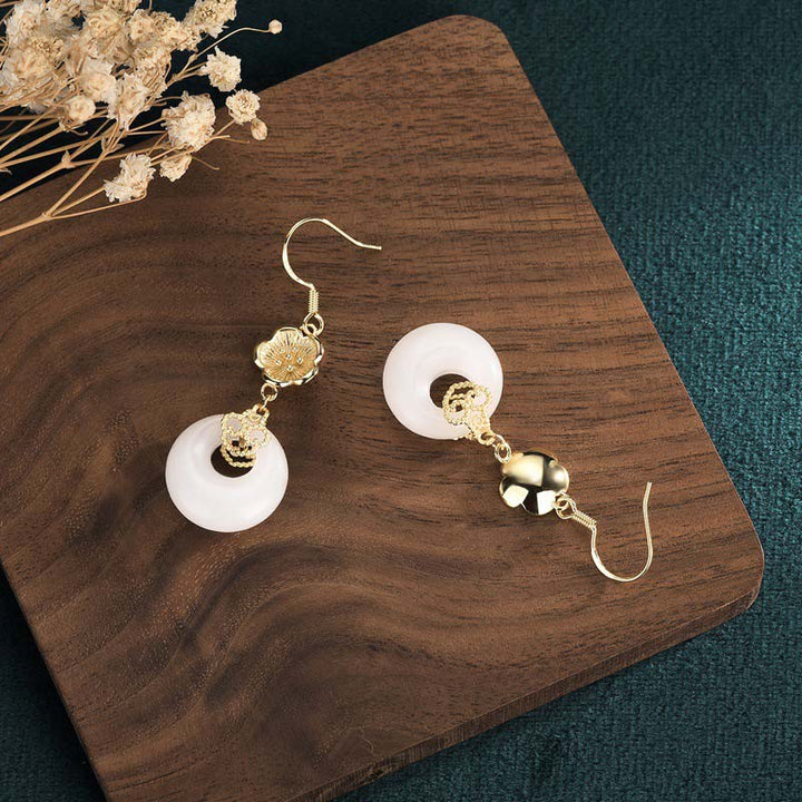 Pendientes colgantes de bendición de jade blanco FengShui
