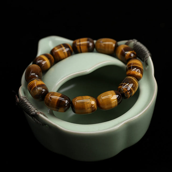 Pulsera de fuerza de voluntad de integridad de piedra de ojo de tigre natural de Buddha Stones