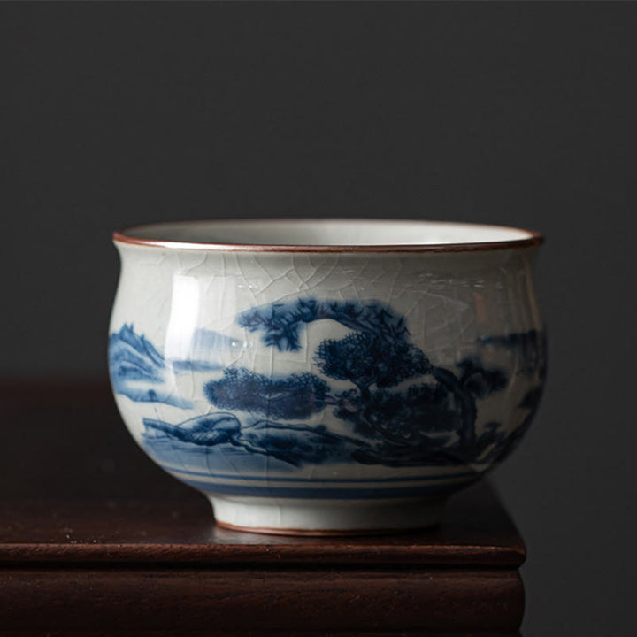 Taza de té de cerámica con Buddha Stones, paisaje de montaña, pabellón de orquídeas de loto, taza de té de Kung Fu