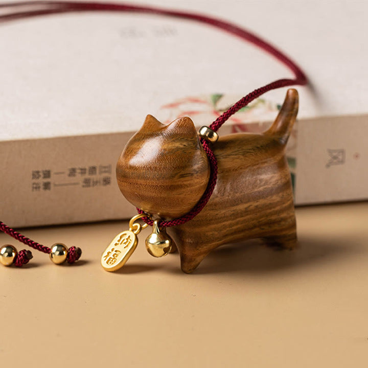 Buddha Stones, madera de ébano, sándalo verde, gato de la suerte, personaje Fu, campana de la suerte, equilibrio, decoración colgante para coche - image 11