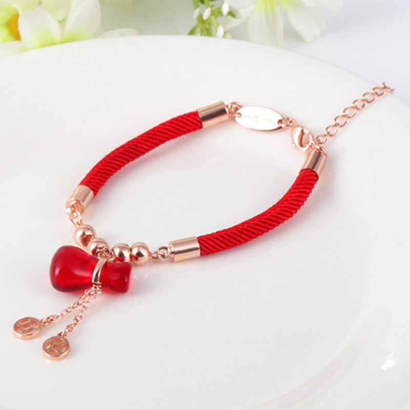 Pulsera de cuerda roja con ágata roja y atractor de riqueza de Buddha Stones