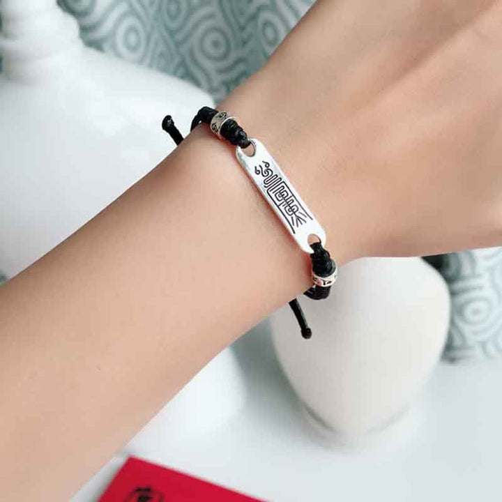 Pulsera trenzada de la fuerza de la suerte con hilo rojo de plata de ley 925 con Buddha Stones - image 7