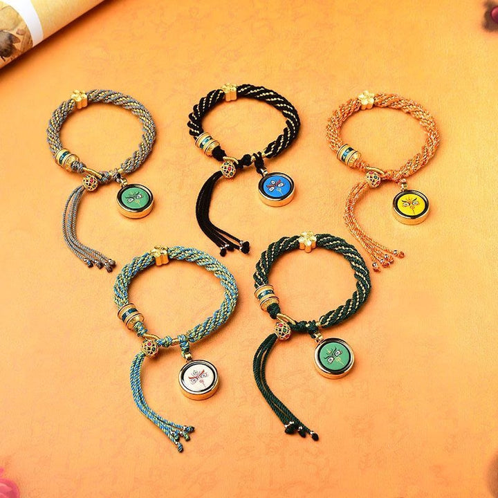 Buddha Stones Tíbet hechas a mano cinco dioses de la riqueza suerte amuleto Thangka rueda de oración flor encanto tejido pulsera de cuerda
