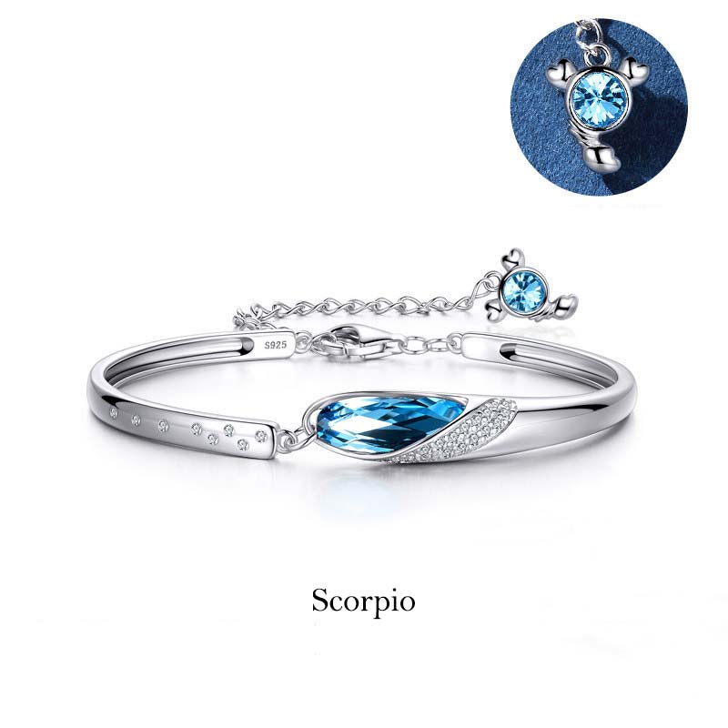 Pulsera con dijes de las 12 constelaciones del zodíaco de cobre bañado en plata 925 con Buddha Stones