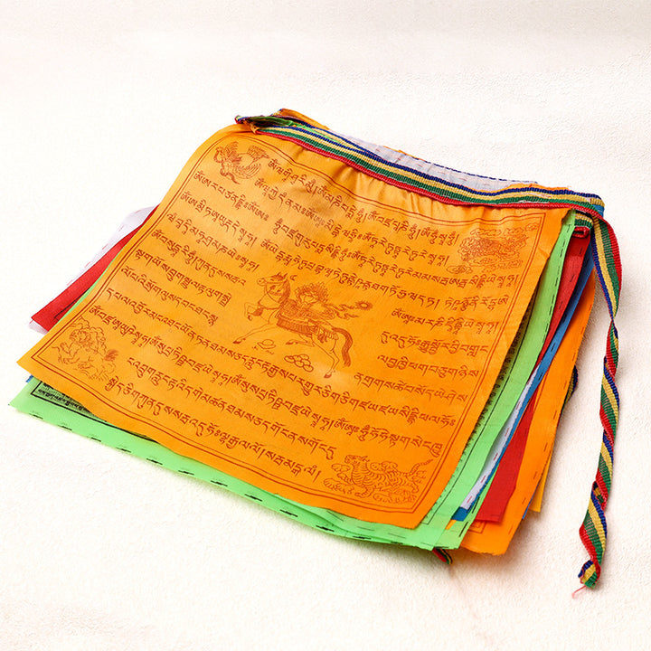 Bandera de oración de 20 piezas de caballo de viento duradero para exteriores con Buddha Stones
