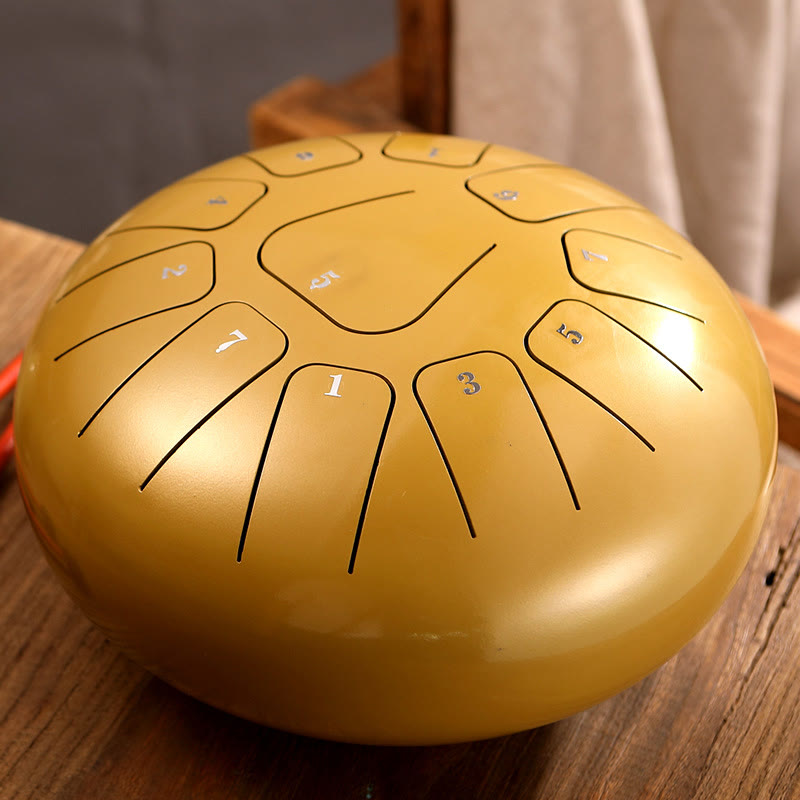 Buddha Stones Tambor de lengua de acero, sonido curativo, meditación, atención plena, kit de tambor de yoga, 11 notas, 8 pulgadas - Amarillo - image 9