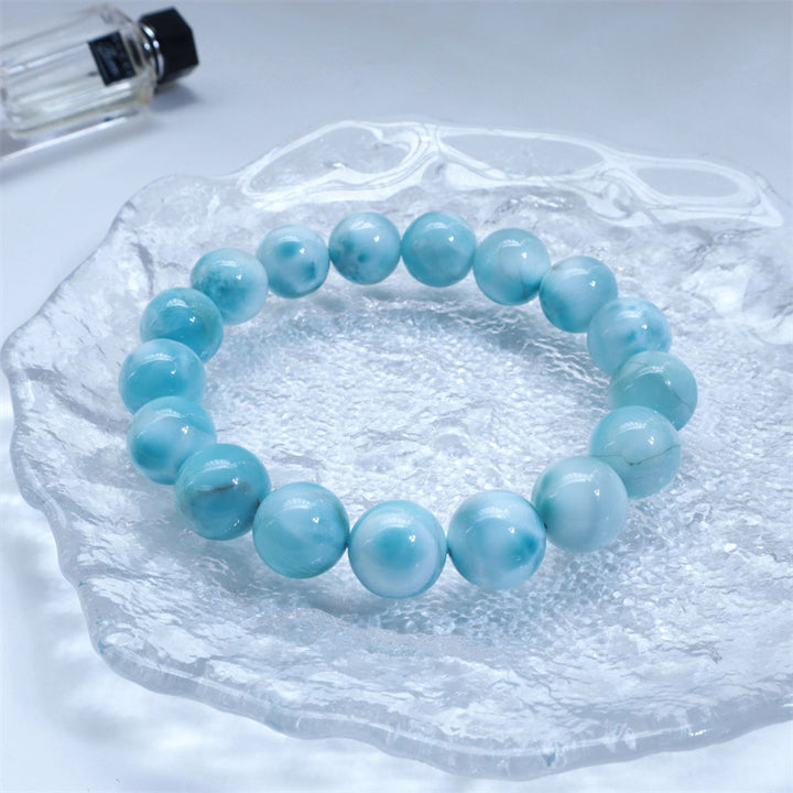 Pulsera de confianza de sabiduría de Larimar natural con Buddha Stones