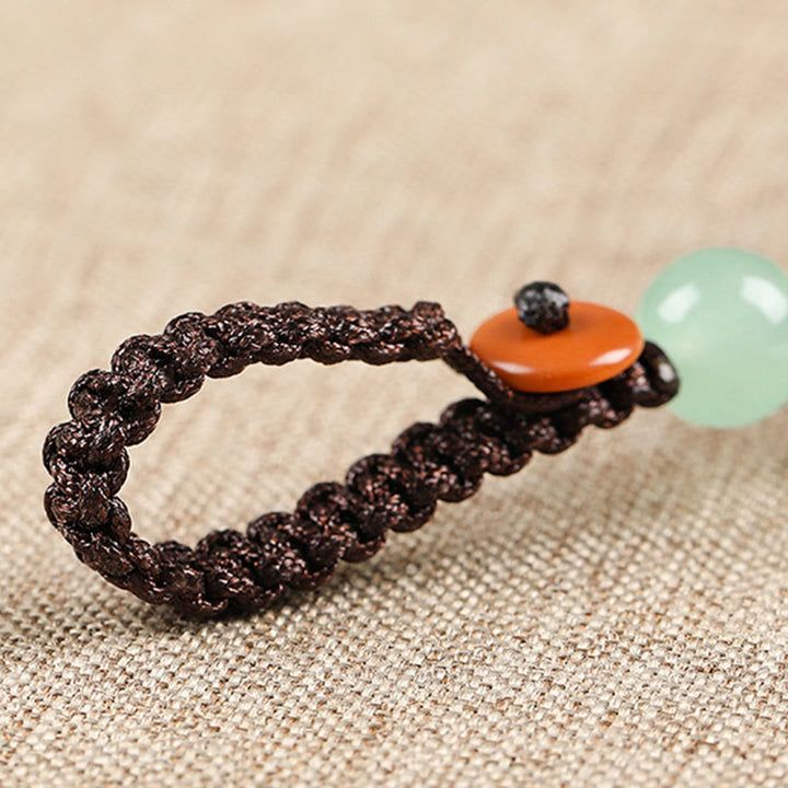 Buddha Stones, Mini hoja pequeña, sándalo rojo, madera de ébano, gato de la suerte, gatito encantador, llavero de la paz, decoración colgante para teléfono