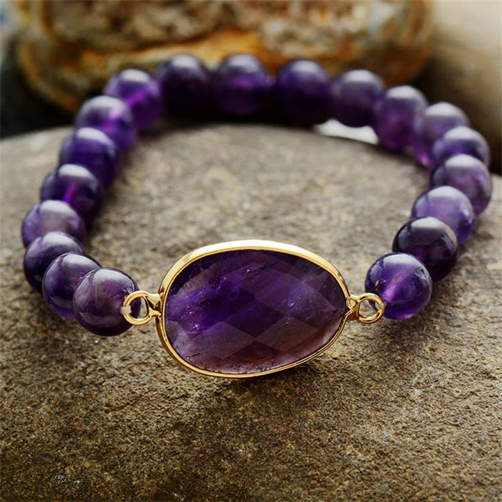 Pulsera con patrón de marquesa de equilibrio de cristal de amatista natural con Buddha Stones