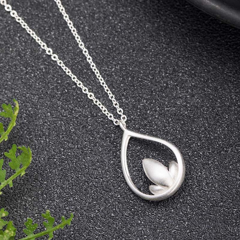 Colgante de collar con iluminación floral de flor de loto de plata de ley 925 con Buddha Stones - image 2