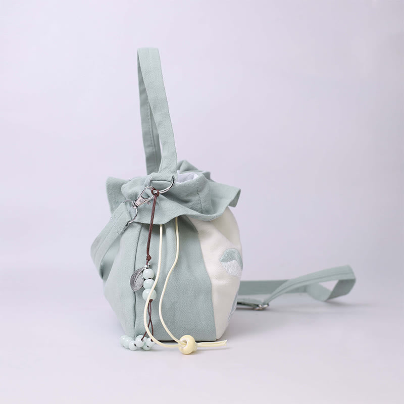 Buddha Stones Suzhou bordado Lotus Epiphyllum Magnolia algodón lino bolso bandolera bolso de hombro bolso