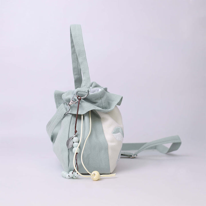 Buddha Stones Suzhou bordado Lotus Epiphyllum Magnolia algodón lino bolso bandolera bolso de hombro bolso