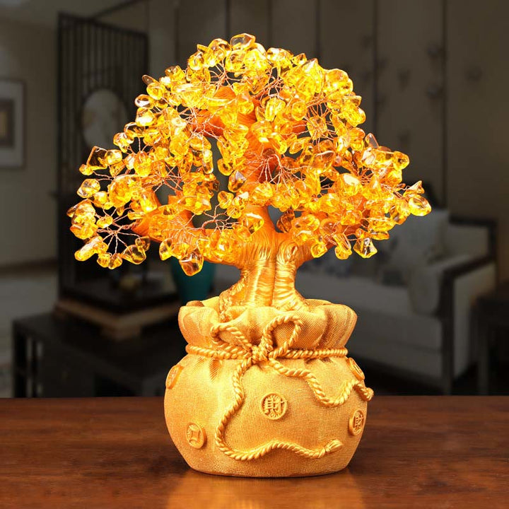 Buddha Stones Adorno de piedras preciosas de árbol de dinero de citrino natural - Feng Shui para la prosperidad - Árbol de citrino mediano - image 7