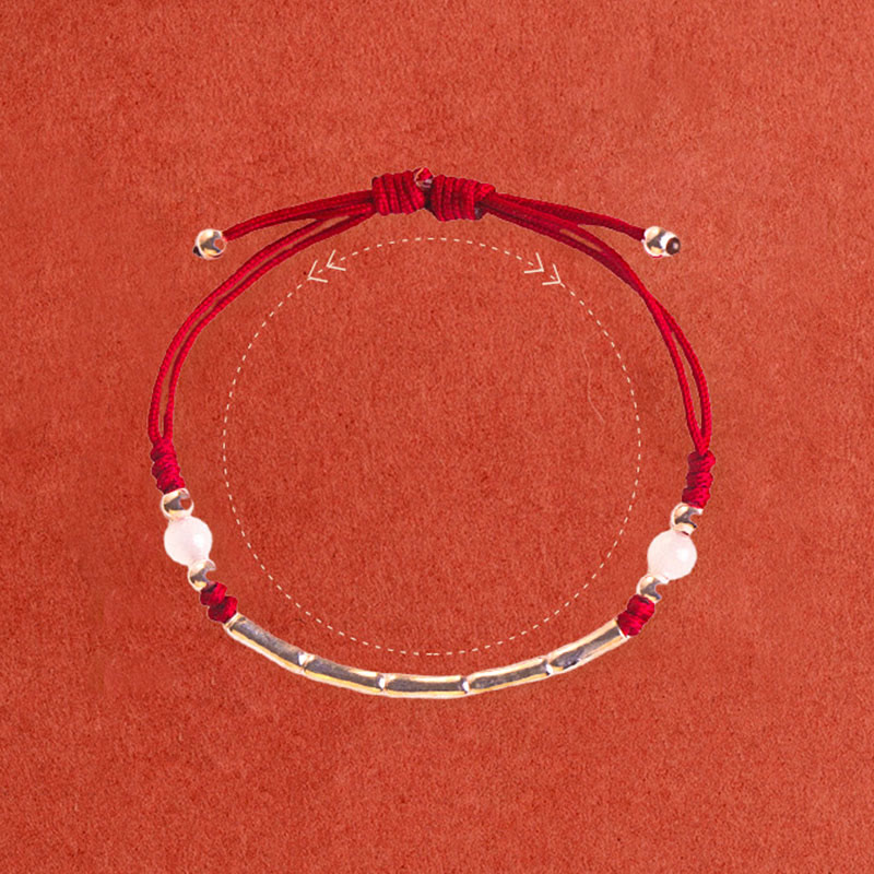 Pulsera trenzada de cuerda de protección de cuentas de ágata blanca de bambú de plata de ley 925 con Buddha Stones - image 4