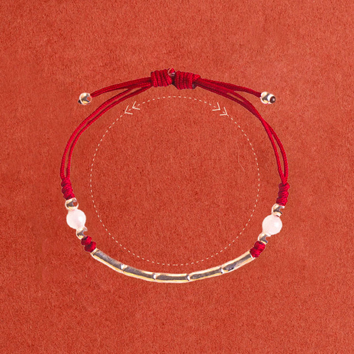 Pulsera trenzada de cuerda de protección de cuentas de ágata blanca de bambú de plata de ley 925 con Buddha Stones - image 4