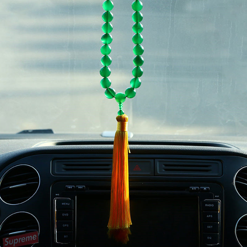 Ágata verde Natural muñeca Mala Power borlas bolsillo Mala decoración del coche