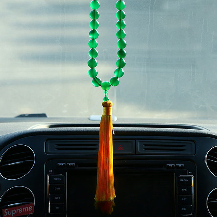 Ágata verde Natural muñeca Mala Power borlas bolsillo Mala decoración del coche