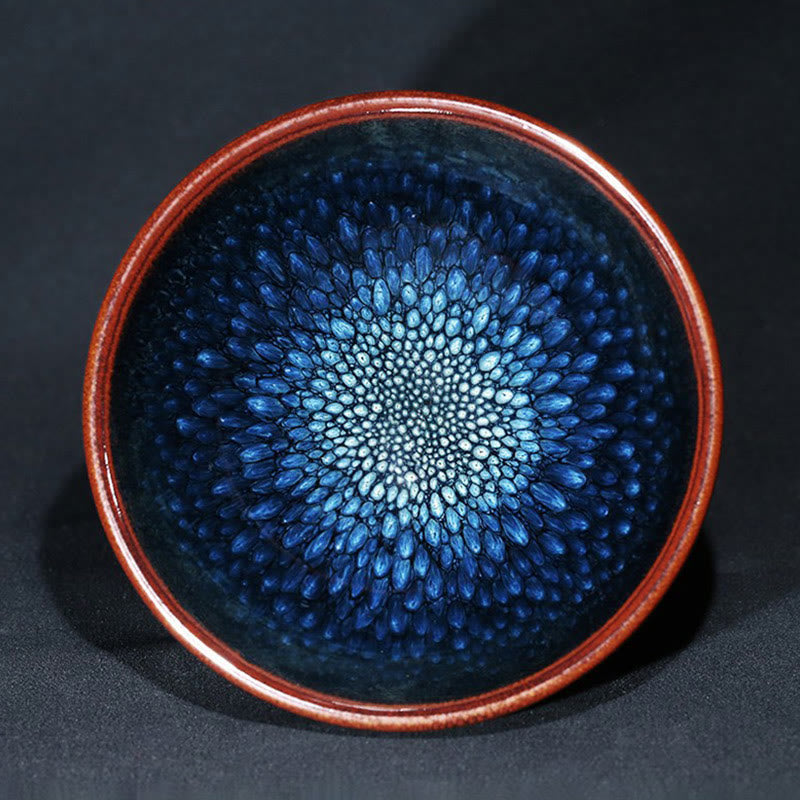 Buddha Stones hechas a mano, punto de Francolinus azul, taza de té de cerámica china Jianzhan, tazón de taza de té de Kung Fu