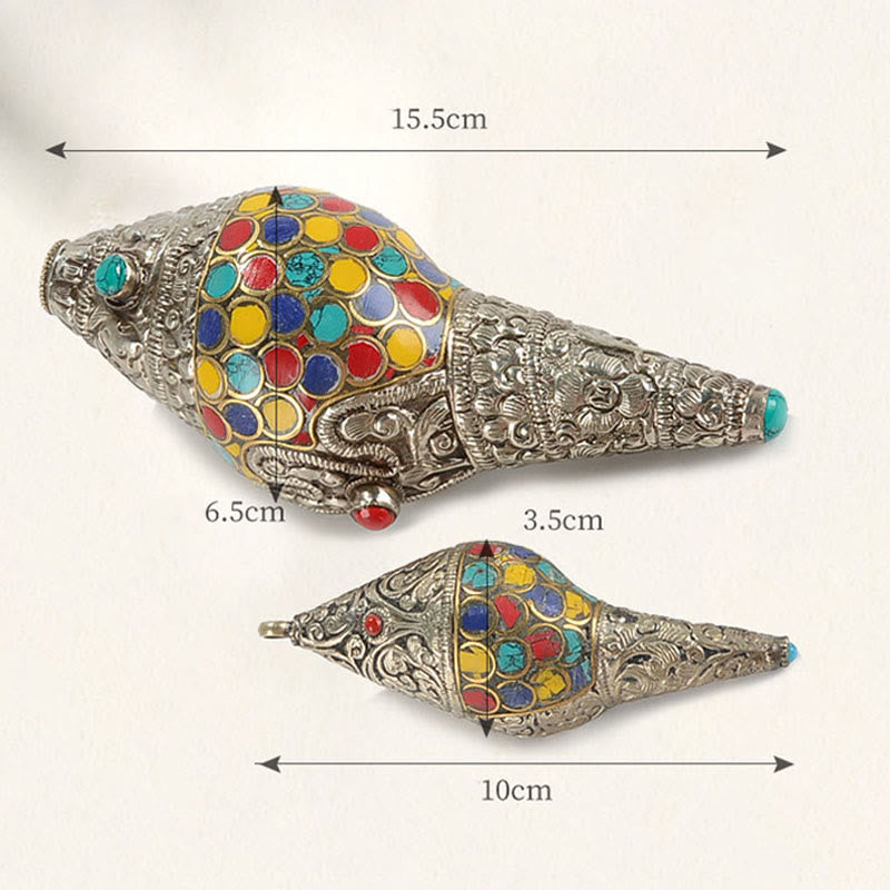 Concha tibetana hecha a mano Natural Shankha colorida concha marina riqueza decoración del hogar