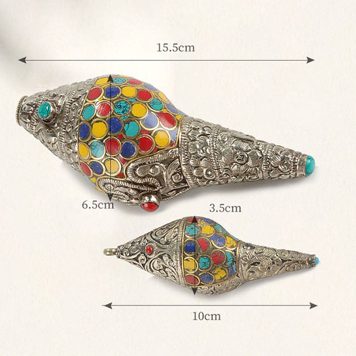 Concha tibetana hecha a mano Natural Shankha colorida concha marina riqueza decoración del hogar