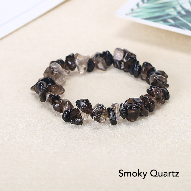 Pulsera calmante de calidez de piedra de cristal de forma irregular natural - Cuarzo ahumado (circunferencia de la muñeca: 15-16 cm) - image 15