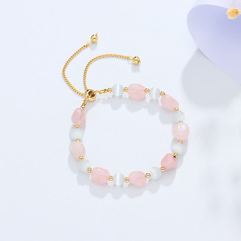 Pulsera de conciencia espiritual de cuarzo rutilado negro de cristal rosa amatista