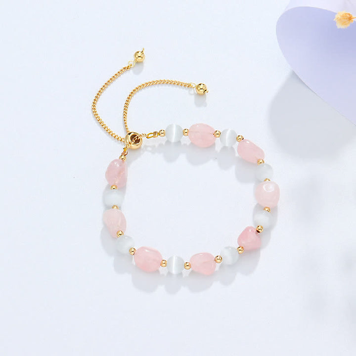 Pulsera de conciencia espiritual de cuarzo rutilado negro de cristal rosa amatista