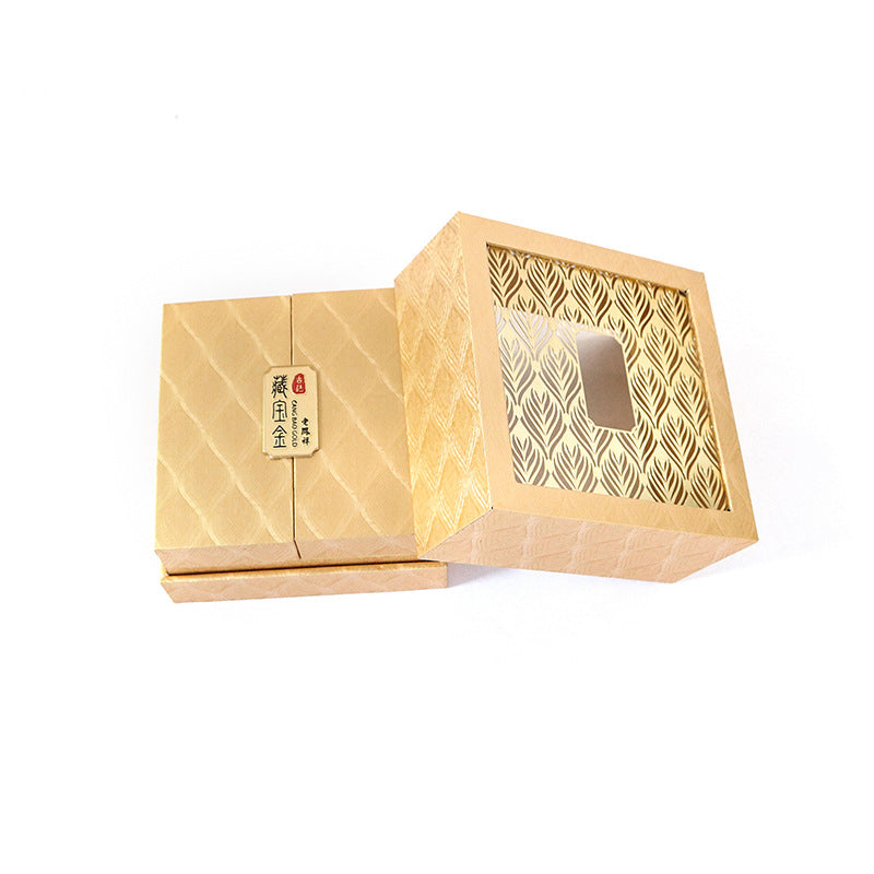 Caja de regalo con patrón de plumas de almacenamiento de joyería retro