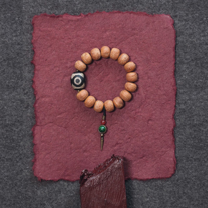 Pulsera Mala para muñeca con abalorio de paz, semilla de Bodhi del Tíbet, Dzi