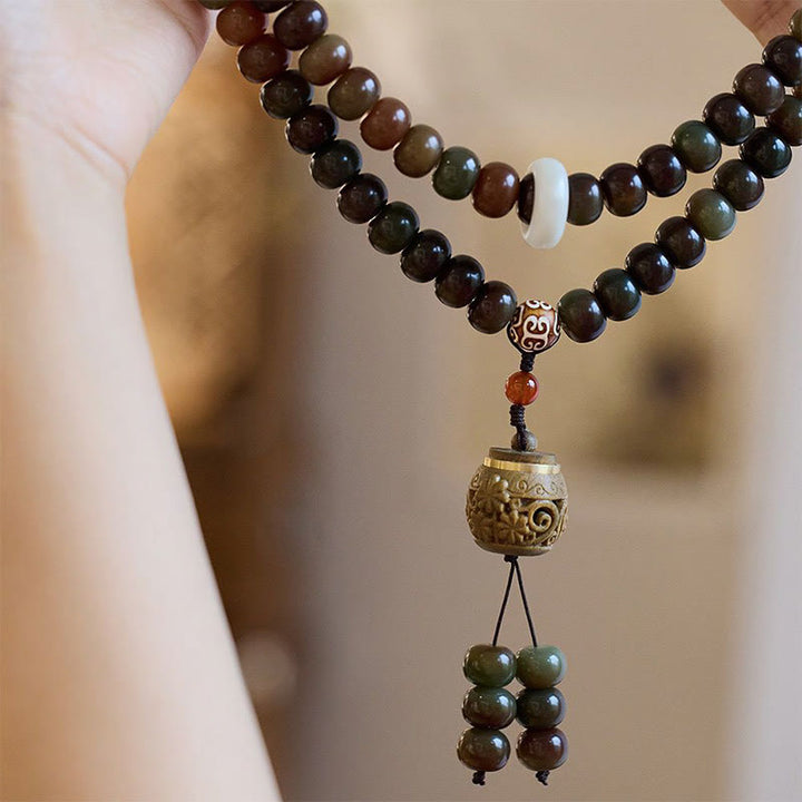Buddha Stones 108 cuentas Mala Color Dunhuang semilla Bodhi cuenta Dzi mantener alejados los espíritus malignos pulsera