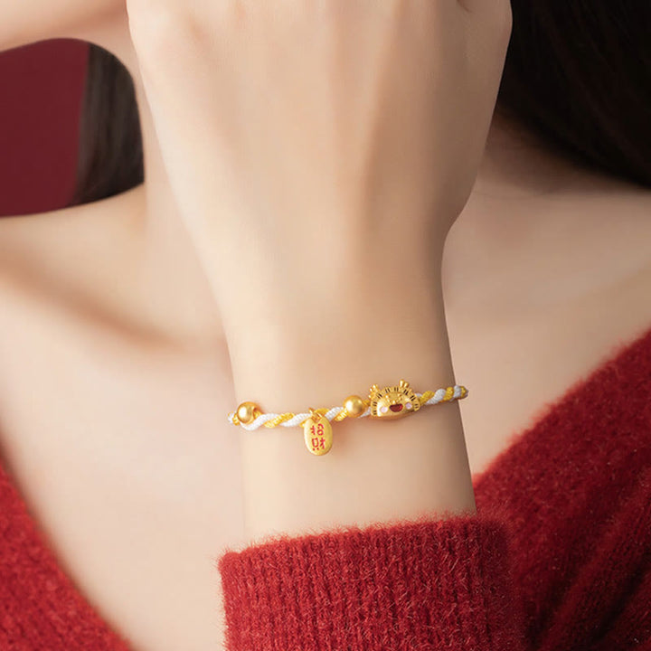 ❗❗❗Una oferta flash: pulsera trenzada con Buddha Stones de plata de ley 925 con diseño de bola de masa del año del dragón que atrae la suerte y la fortuna