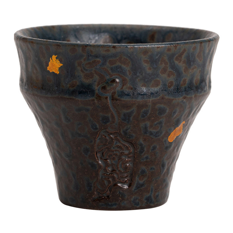 Taza de té de cerámica de estilo vintage pequeña con Buddha Stones, taza de té Kung Fu de 50ml