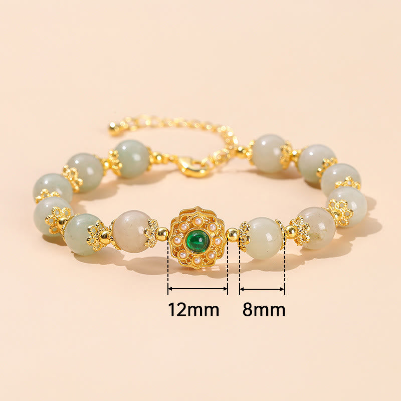 Pulsera de cadena con cuentas de prosperidad de jade natural con Buddha Stones