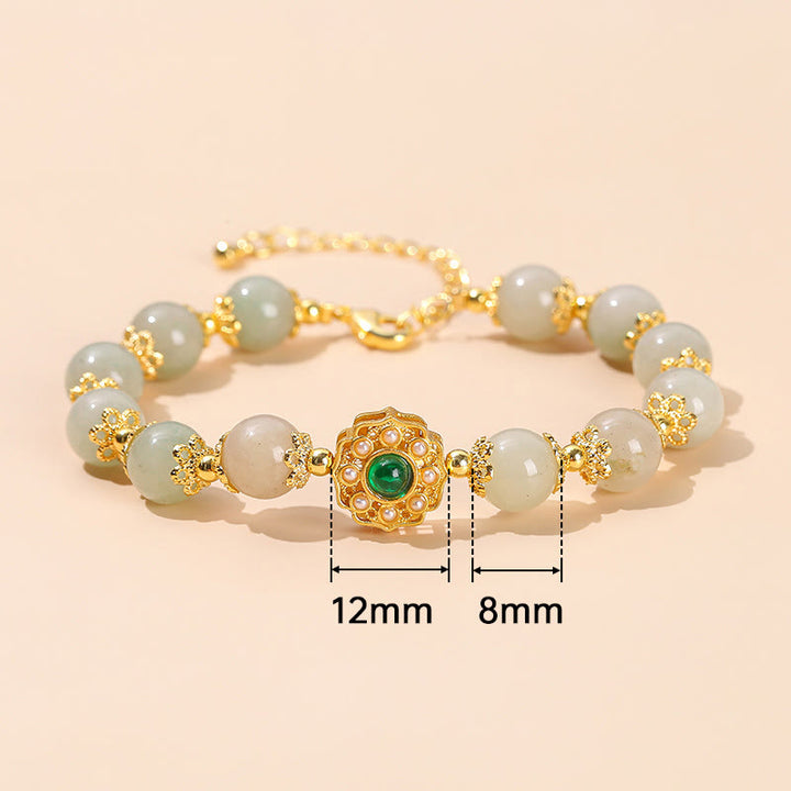 Pulsera de cadena con cuentas de prosperidad de jade natural con Buddha Stones