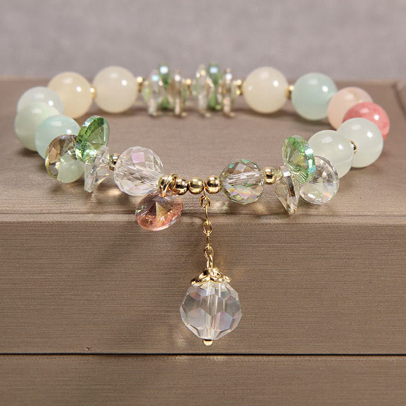 Pulsera con dije de paz y cristal rosa con ojo de gato y Buddha Stones - image 7