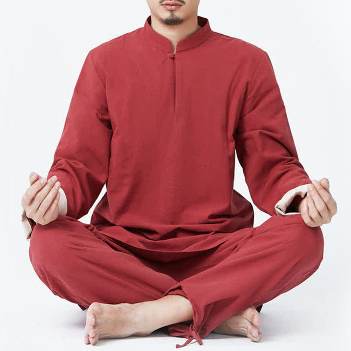 Conjunto de ropa de lino y algodón para hombre, meditación Zen espiritual, Buddha Stones, Yoga, práctica de oración