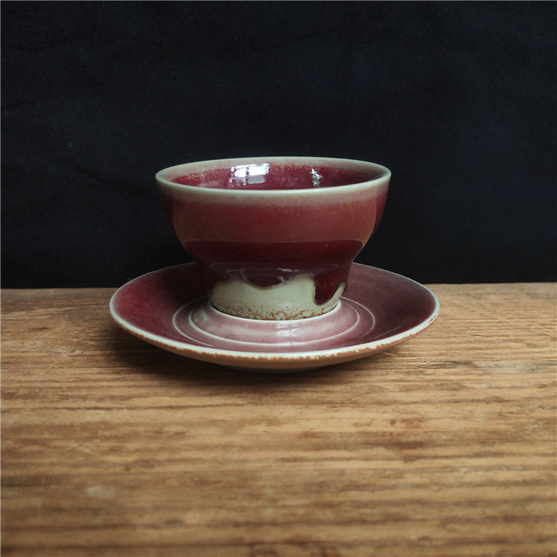 Taza de café de cerámica con diseño de planeta de Buddha Stones, taza de café y té de cerámica rugosa con platillo