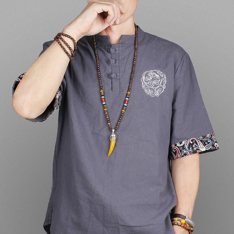 Colgante de collar de meditación de protección estilo cuerno de piedra turquesa de madera de wengué - image 3