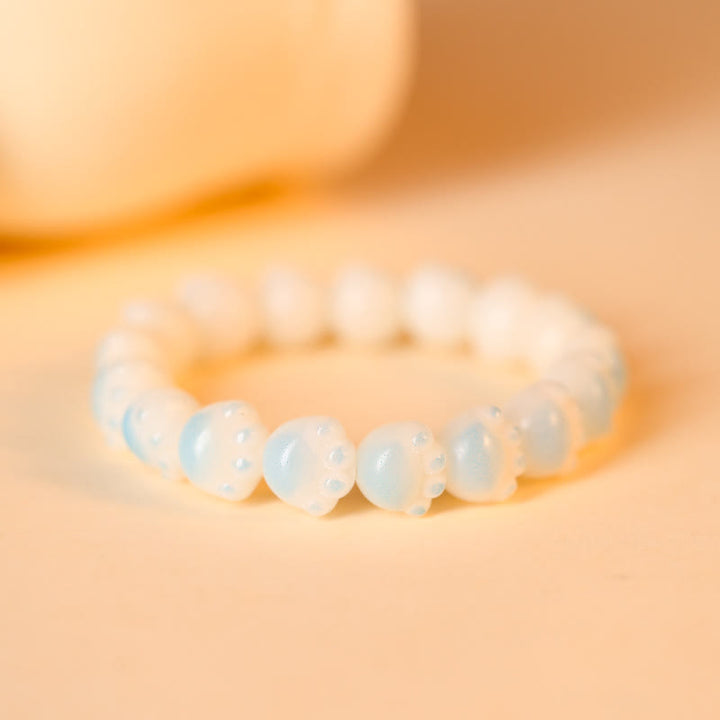 Pulsera de la paz con Buddha Stones, semillas naturales de Bodhi, pata encantadora, pata de gato de la suerte - Azul claro - image 16