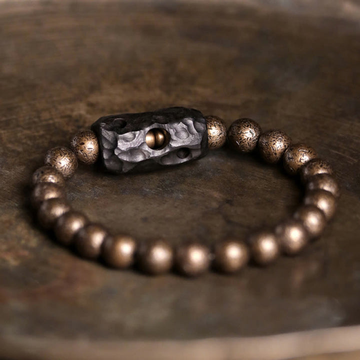 Pulsera con cuentas de equilibrio de la paz, cobre, madera de ébano del Tíbet, Buddha Stones