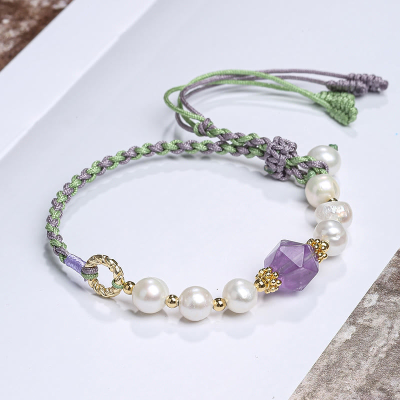Pulsera de cuentas con dije de concha de cristal y perlas naturales chapadas en oro de 14 quilates con Buddha Stones