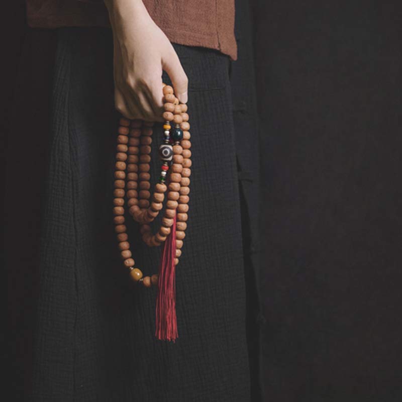 Pulsera de borla de paz con cuentas Dzi de semillas Bodhi de 108 cuentas Mala