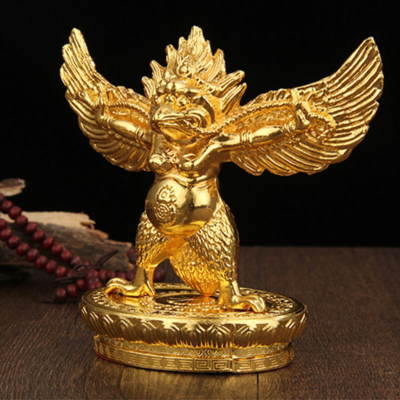 Decoración del hogar de protección de aleación de pájaro Garuda de oro tibetano