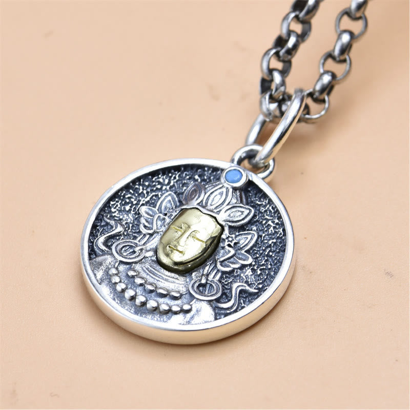 Collar con colgante de plata de ley 925 con Buddha Stones , Tara verde, doble Dorje Vajra - image 6